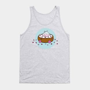 Valentine's Day Cat Donut Car with Heart Sprinkles T-Shirt Tank Top